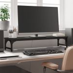 vidaXL Suport pentru monitor, negru, 85x23x15,5 cm, lemn compozit