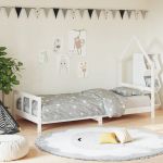 vidaXL Cadru de pat pentru copii, alb, 90x200 cm, lemn masiv de pin