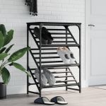 vidaXL Suport pantofi, negru, 60x30x85 cm, lemn prelucrat