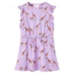 Rochie de copii, mâneci cu volane șnur talie, lila 140