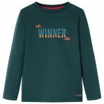 Tricou de copii cu mâneci lungi verde închis 140