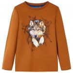 Tricou pentru copii cu mâneci lungi, coniac, 116
