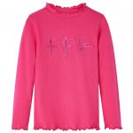 Tricou pentru copii cu mâneci lungi, roz aprins, 140