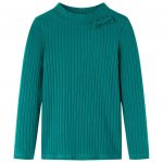 Tricou de copii cu mâneci lungi, tricot cu nervuri, verde închis, 104