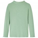 Tricou de copii cu mâneci lungi, guler tunică, verde mentă închis, 104