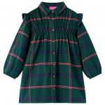Rochie pentru copii cu mâneci lungi și volane, verde închis, 104