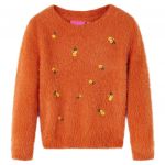 Pulover pentru copii tricotat, portocaliu ars, 116