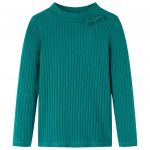 Tricou de copii cu mâneci lungi, tricot cu nervuri, verde închis, 92
