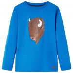 Tricou de copii cu mâneci lungi, albastru cobalt, 92