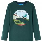Tricou de copii cu mâneci lungi verde închis 104