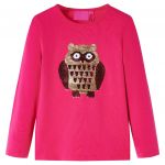Tricou pentru copii cu mâneci lungi, roz aprins, 104