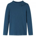 Tricou de copii cu mâneci lungi, tricot cu nervuri, bleumarin, 104