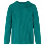 Tricou de copii cu mâneci lungi, tricot cu nervuri, verde închis, 116