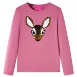 Tricou pentru copii cu mâneci lungi roz zmeură 140