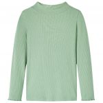 Tricou de copii cu mâneci lungi, guler tunică, verde mentă închis, 140