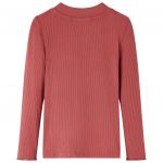 Tricou de copii cu mâneci lungi, guler tunică, roșu ars, 140