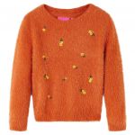 Pulover tricotat pentru copii, portocaliu ars, 128