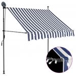 vidaXL Copertină retractabilă manual cu LED, albastru & alb, 100 cm