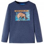 Tricou copii cu mâneci lungi, albastru închis melanj 128