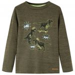 Tricou copii, mâneci lungi, kaki închis melanj, 104