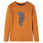 Tricou pentru copii cu mâneci lungi, ocru închis, 116