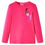 Tricou pentru copii cu mâneci lungi, roz aprins, 116