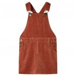 Rochie salopetă pentru copii, velur, coniac, 140