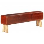 vidaXL Bancă Bok gimnastică maro 160 cm piele naturală/lemn acacia
