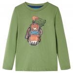 Tricou pentru copii cu mâneci lungi, kaki deschis, 104