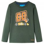 Tricou copii mâneci lungi, verde închis, 92