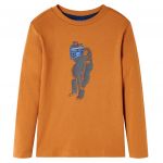 Tricou pentru copii cu mâneci lungi, ocru închis, 92