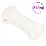 vidaXL Frânghie de barcă, alb complet, 4 mm, 250 m, polipropilenă