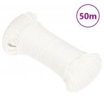 vidaXL Frânghie de barcă, alb complet, 5 mm, 50 m, polipropilenă