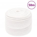 vidaXL Frânghie de barcă, alb complet, 12 mm, 50 m, polipropilenă