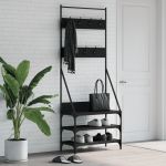 vidaXL Suport de haine cu raft de pantofi, negru, 72x34x184 cm