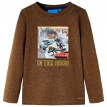 Tricou de copii cu mâneci lungi, coniac melanj, 128