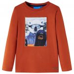 Tricou pentru copii cu mâneci lungi, ruginiu deschis, 116
