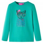 Tricou de copii cu mâneci lungi, verde aprins, 128