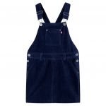 Rochie salopetă pentru copii, velur, bleumarin, 140