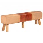 vidaXL Bancă de gimnastică, maro, 160 cm, piele naturală și pânză