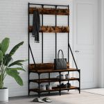vidaXL Suport de haine cu raft de pantofi stejar fumuriu, 100x40x184cm