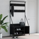 vidaXL Suport de haine cu raft de pantofi, negru, 100x41x184 cm