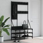 vidaXL Suport de haine cu raft de pantofi, negru, 100x40x184 cm