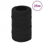 vidaXL Frânghie de barcă, negru complet, 2 mm, 25 m, polipropilenă