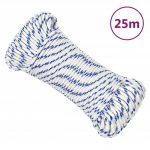 vidaXL Frânghie de barcă, alb, 3 mm, 25 m, polipropilenă