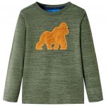Tricou de copii cu mâneci lungi, kaki melanj, 116