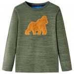 Tricou de copii cu mâneci lungi, kaki melanj, 140