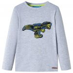 Tricou pentru copii cu mâneci lungi, gri melanj, 104