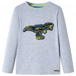 Tricou pentru copii cu mâneci lungi, gri melanj, 116