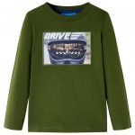 Tricou pentru copii cu mâneci lungi, kaki închis, 104